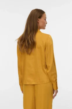 Vero Moda Camisa de manga larga satinada Amarillo Sale