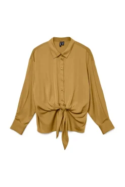Vero Moda Camisa de manga larga satinada Amarillo Sale