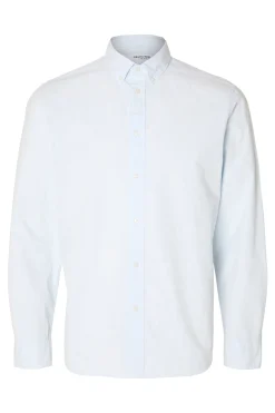 Selected Camisa de manga larga Slim Fit confeccionada con algodón reciclado Azul Sale