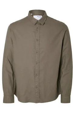 Selected Camisa de manga larga slim fit Marr&oacute;n Outlet