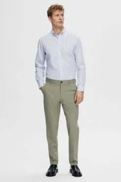 Selected Camisa de manga larga Slim Fit confeccionada con algodón reciclado Estampado blanco Outlet