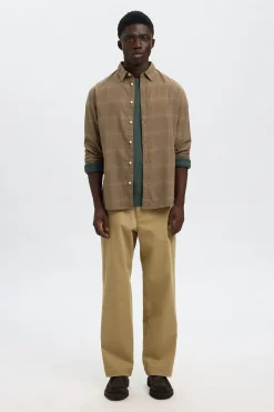 Selected Camisa de manga larga slim fit Marr&oacute;n Clearance