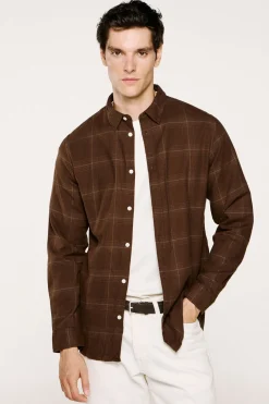 Selected Camisa de manga larga slim fit Marr&oacute;n Online