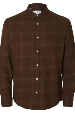 Selected Camisa de manga larga slim fit Marr&oacute;n Online