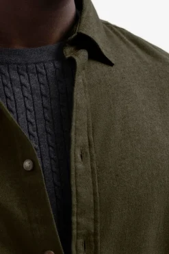 Selected Camisa de manga larga slim fit Verde oscuro Outlet