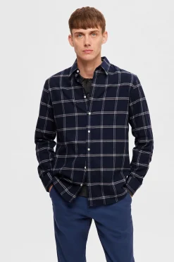 Selected Camisa de manga larga slim fit Azul Clearance