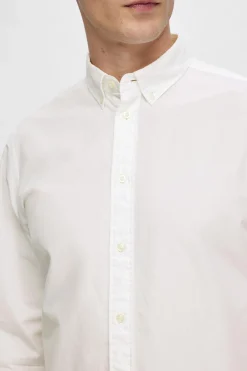 Selected Camisa de manga larga Slim Fit confeccionada con algodón reciclado Blanco Online