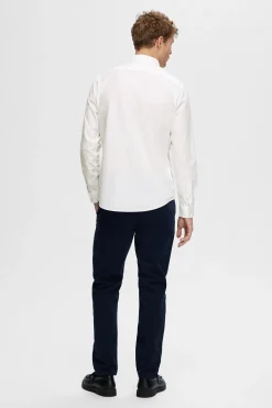 Selected Camisa de manga larga Slim Fit confeccionada con algodón reciclado Blanco Online