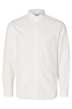 Selected Camisa de manga larga Slim Fit confeccionada con algodón reciclado Blanco Online