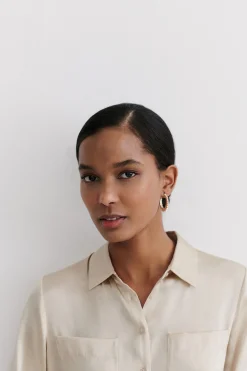 Caroll Camisa de seda Beige Sale