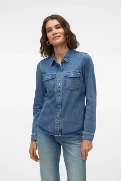 Vero Moda Camisa denim con bolsillos en el pecho Azul Best