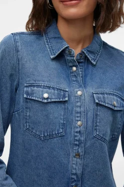 Vero Moda Camisa denim con bolsillos en el pecho Azul Best