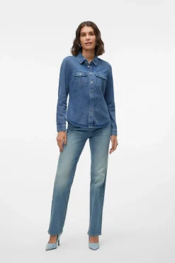Vero Moda Camisa denim con bolsillos en el pecho Azul Best