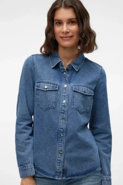 Vero Moda Camisa denim con bolsillos en el pecho Azul Best