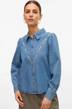 Vero Moda Camisa denim con detalle bordado Azul Best