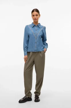 Vero Moda Camisa denim con detalle bordado Azul Best