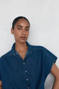 Pedro del Hierro Camisa denim lazo Azul