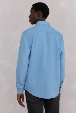 Pedro del Hierro Camisa denim tejido italiano Azul New