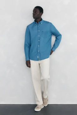 Pedro del Hierro Camisa denim tejido italiano Azul Best