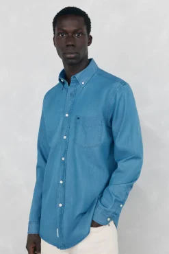 Pedro del Hierro Camisa denim tejido italiano Azul Best