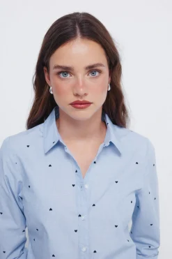 Springfield Camisa detalles bordados azul Hot