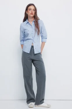 Springfield Camisa detalles bordados azul Hot