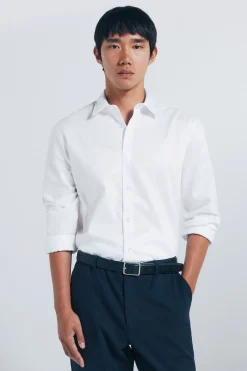 Springfield Camisa easy care estructura blanco Clearance