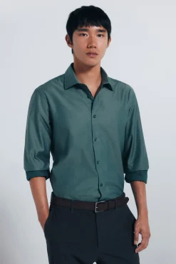 Springfield Camisa easy care estructura verde Sale