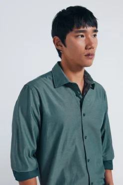 Springfield Camisa easy care estructura verde Sale