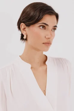 Cortefiel Camisa elástica botones Marfil Clearance