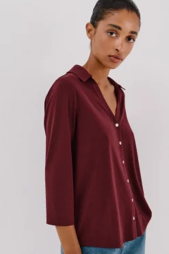 Cortefiel Camisa elástica botones Vino Online