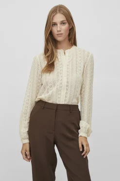Vila Camisa encaje Beige Sale