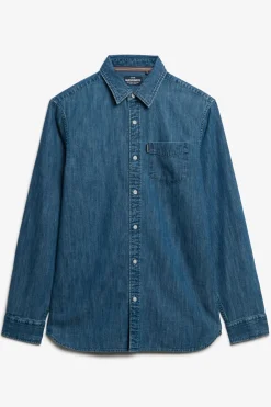 Superdry Camisa Essentials l/s denim azul Best