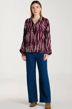 Vila Camisa estampada de viscosa Morado Clearance