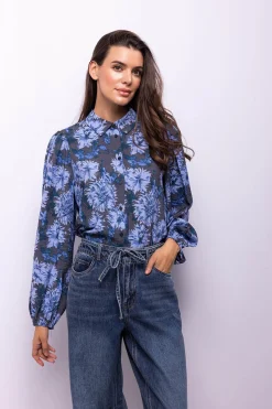 Object Camisa estampado flores Estampado azul