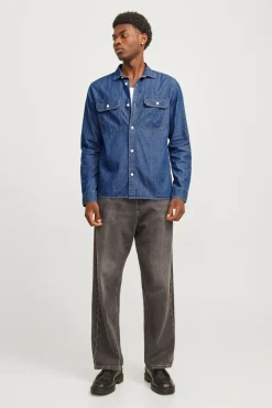 Jack & Jones Camisa estilo sarga azul Best