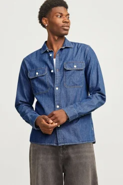 Jack & Jones Camisa estilo sarga azul Best
