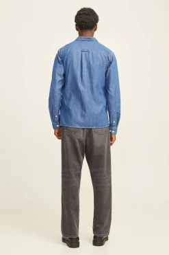 Jack & Jones Camisa estilo sarga azul Best