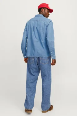 Jack & Jones Camisa estilo sarga azul Discount