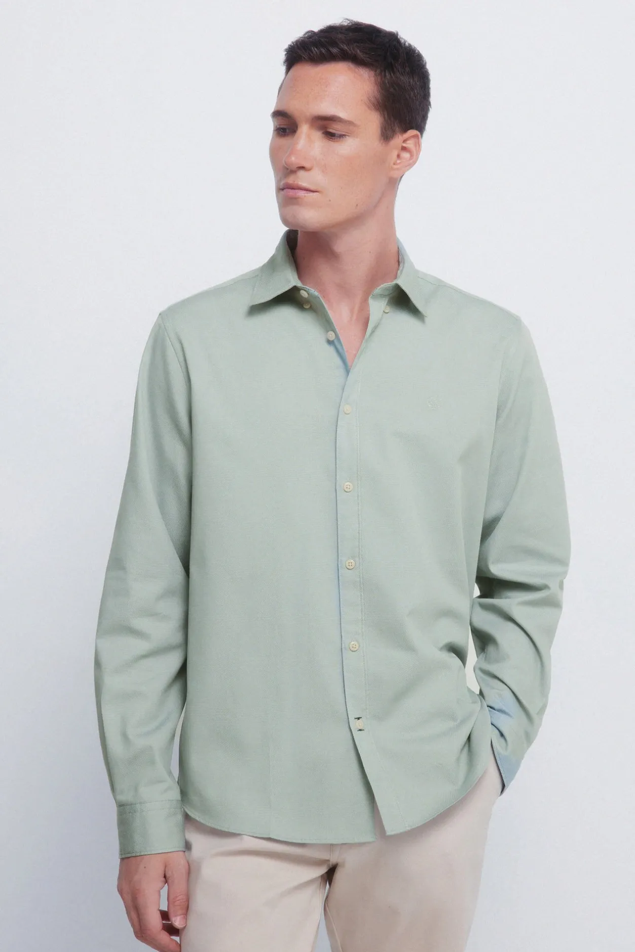 Springfield Camisa estructura bicolor verde New