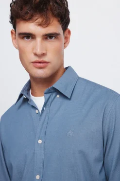 Springfield Camisa estructura bicolor azul Online
