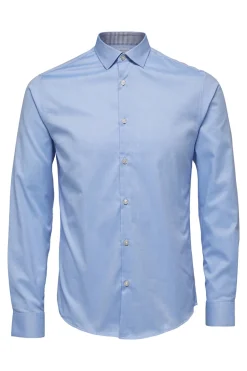 Selected Camisa formal de vestir Slim Fit confeccionada con algodón orgánico. Azul Sale