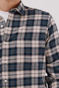 Cortefiel Camisa franela cuadros Azul marino