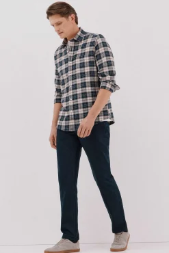 Cortefiel Camisa franela cuadros Azul marino