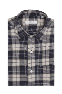 Cortefiel Camisa franela cuadros Azul marino