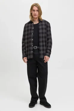 Jack & Jones Camisa franela cuadros negro Sale