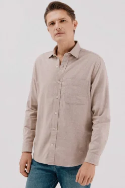 Cortefiel Camisa franela espiga Beige Online