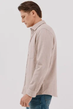 Cortefiel Camisa franela espiga Beige Online