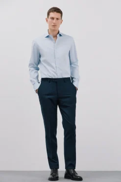 Cortefiel Camisa gemelos lisa fácil plancha Azul Outlet