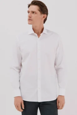 Cortefiel Camisa gemelos lisa fácil plancha Blanco Hot